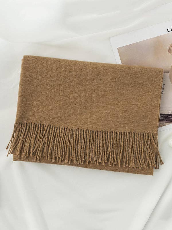 Keep Warm Solid Color Tasseled Shawl&Scarf: DEEP GREEN / One_size