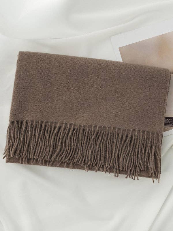 Keep Warm Solid Color Tasseled Shawl&Scarf: DEEP GREEN / One_size