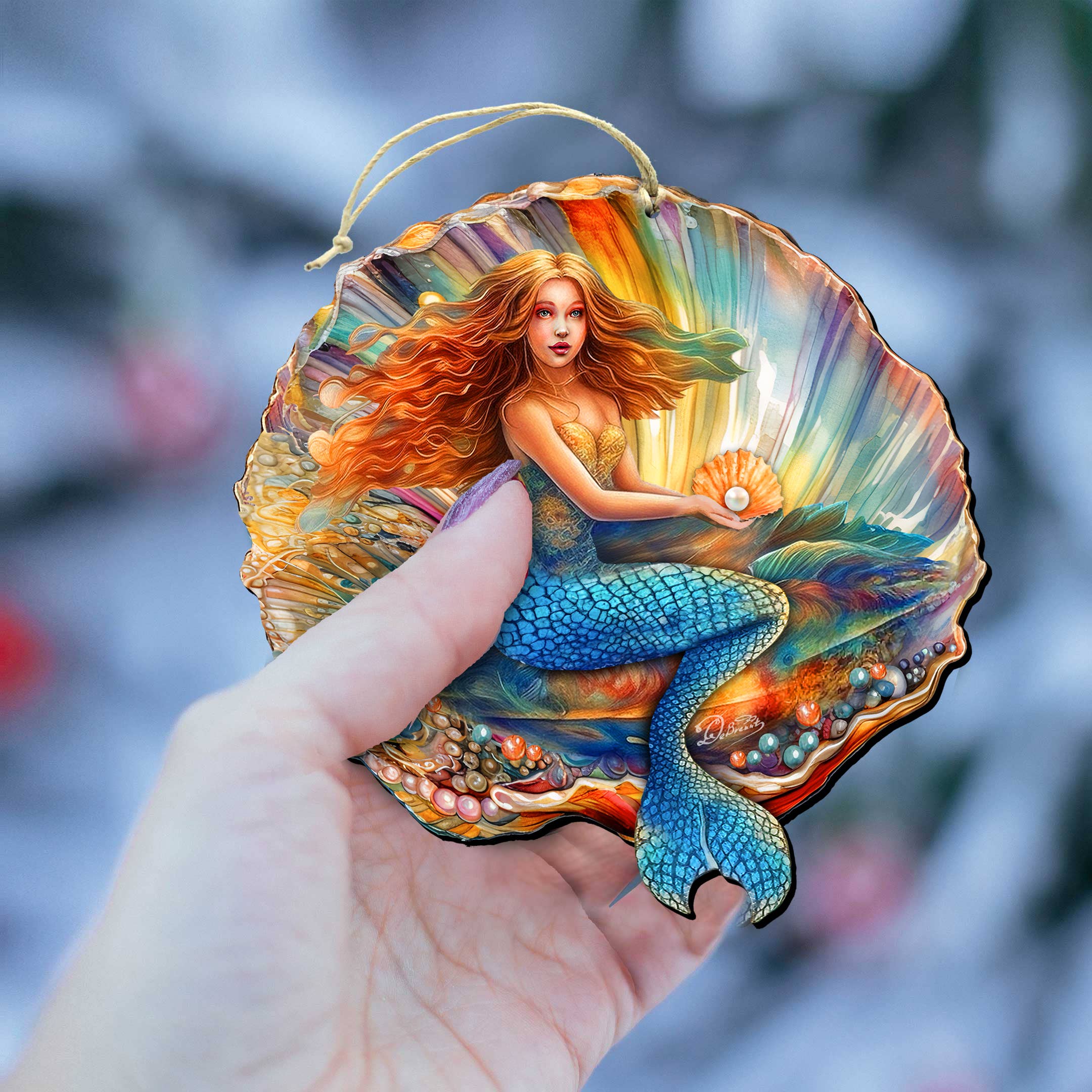 Nautical Christmas Décor Mermaid in the Shell Ornament