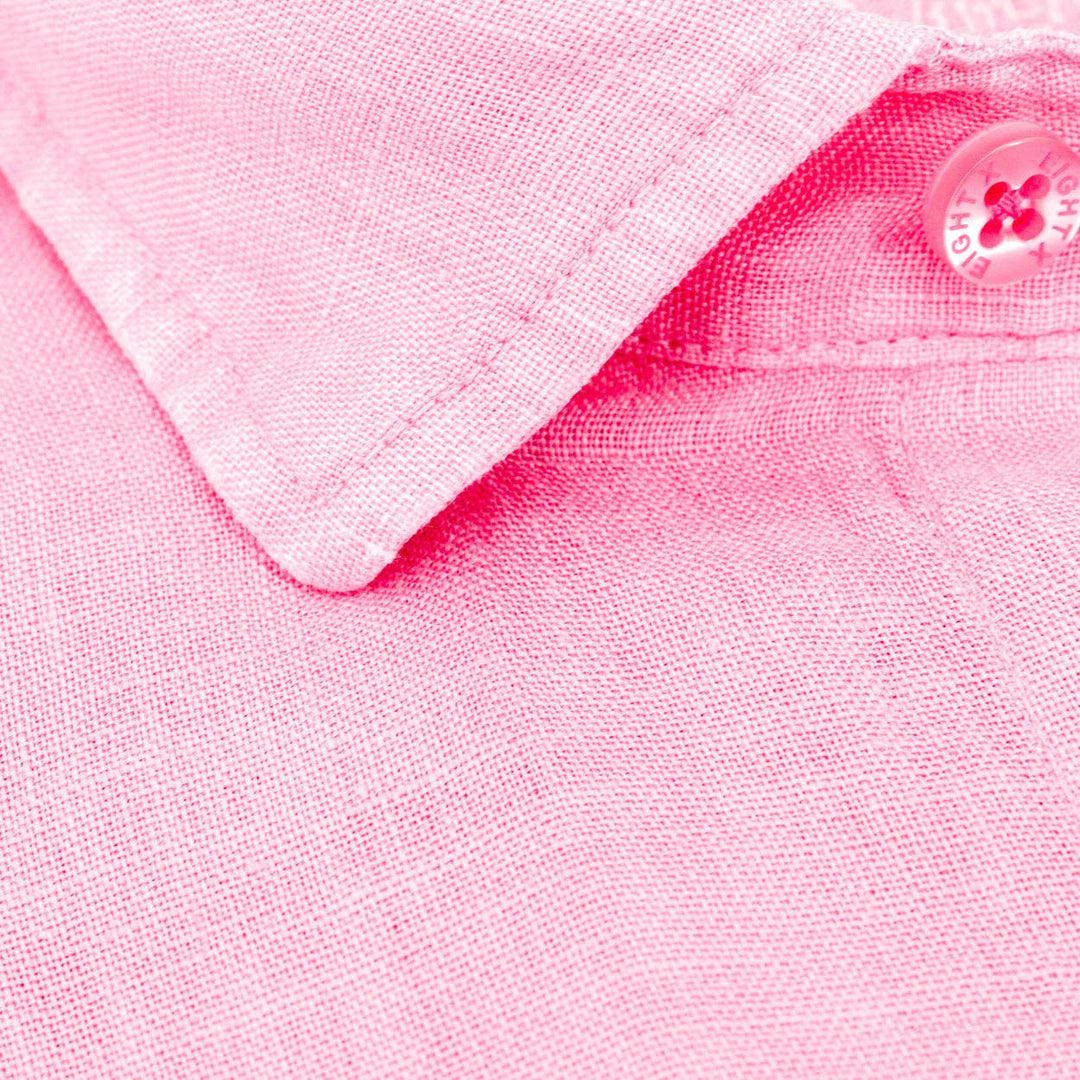 Linen Button Down Shirt - Pink: PINK / M