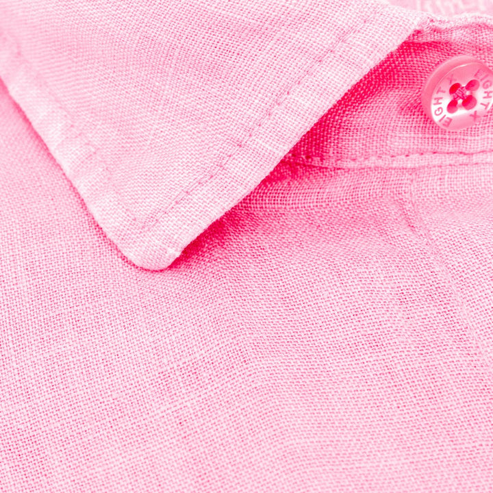Linen Button Down Shirt - Pink: PINK / M