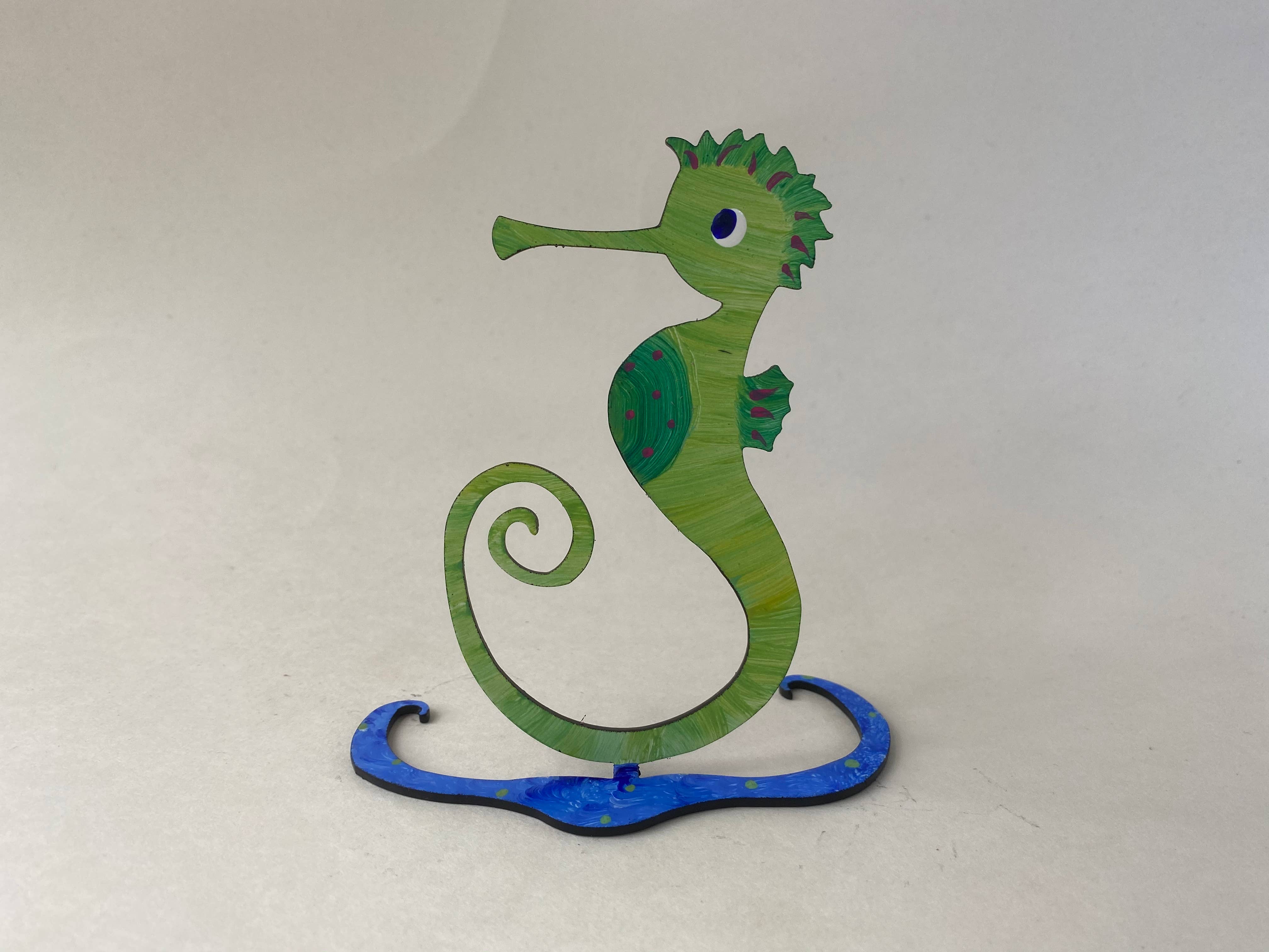 Seahorse Sculpture - Hand Painted - Small - Photo Holder