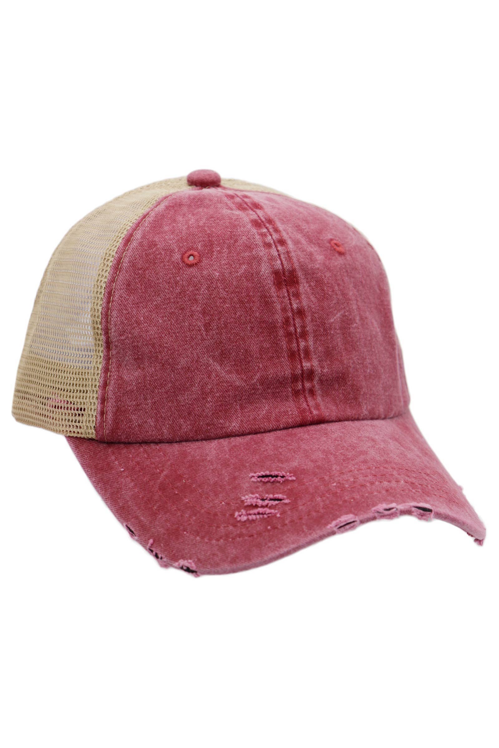 Two Tone Distressed Garment Dye Unstructured Trucker Hat