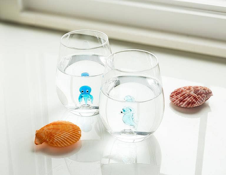 Seahorse Icon Stemless Wine Glass-4.5"H(20oz)