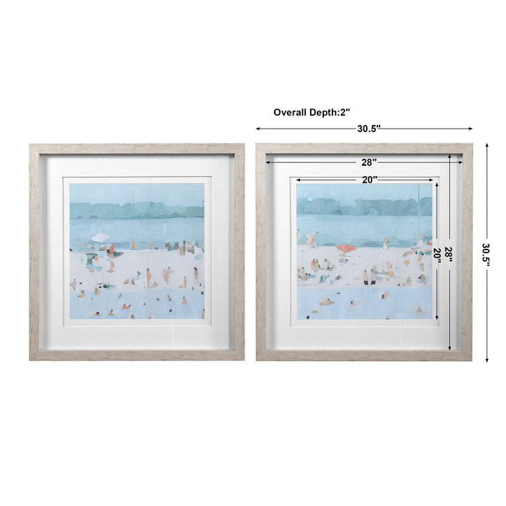 Sea Glass Sandbar - Framed Prints (Set of 2) - Light Blue