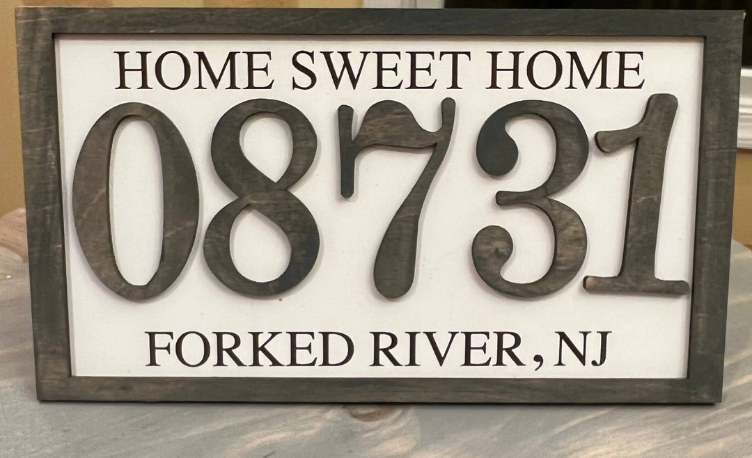Personalized Zip Code Wood Sign: Gray