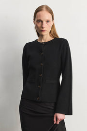 The Tyler Cardigan | Bell Sleeve Buttoned Cardigan: BLACK / SMALL