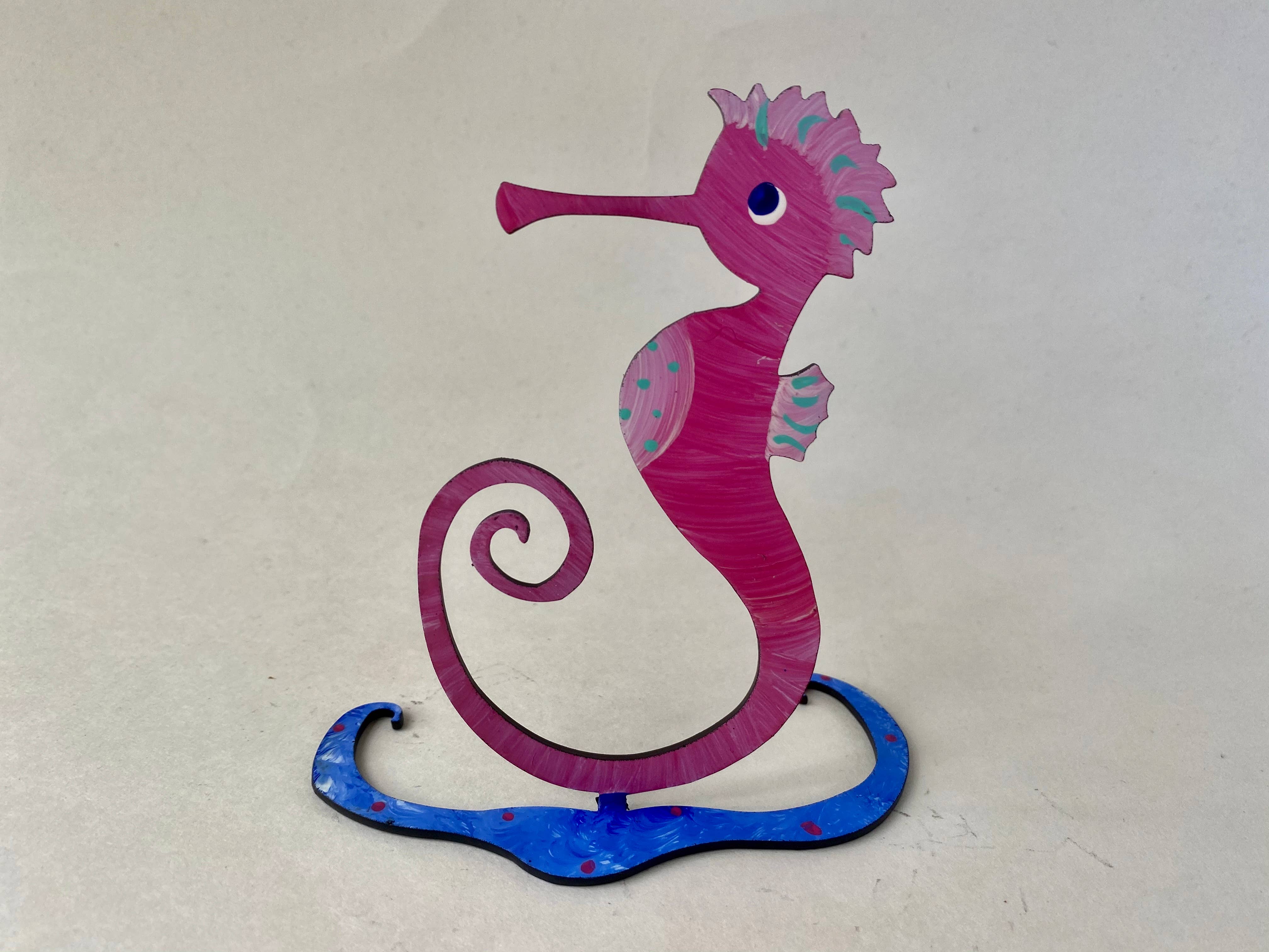 Seahorse Sculpture - Hand Painted - Small - Photo Holder
