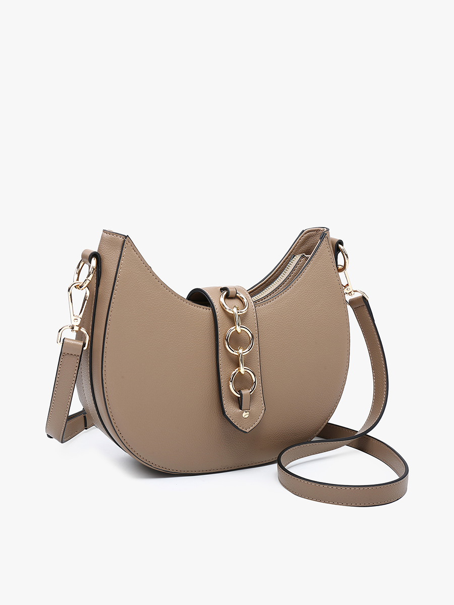 EH2450 Euphemia Half-Moon Crossbody w/ Metal Ring: Pink