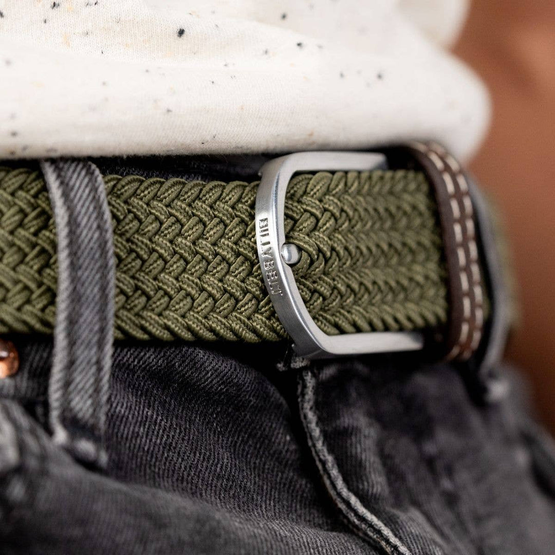 Army Green Elastic Braided Belt: Size 1