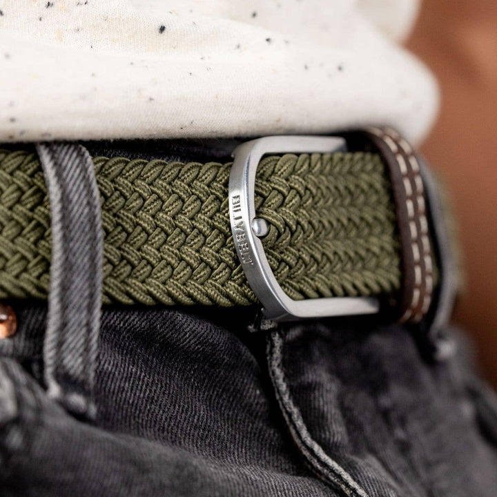 Army Green Elastic Braided Belt: Size 1