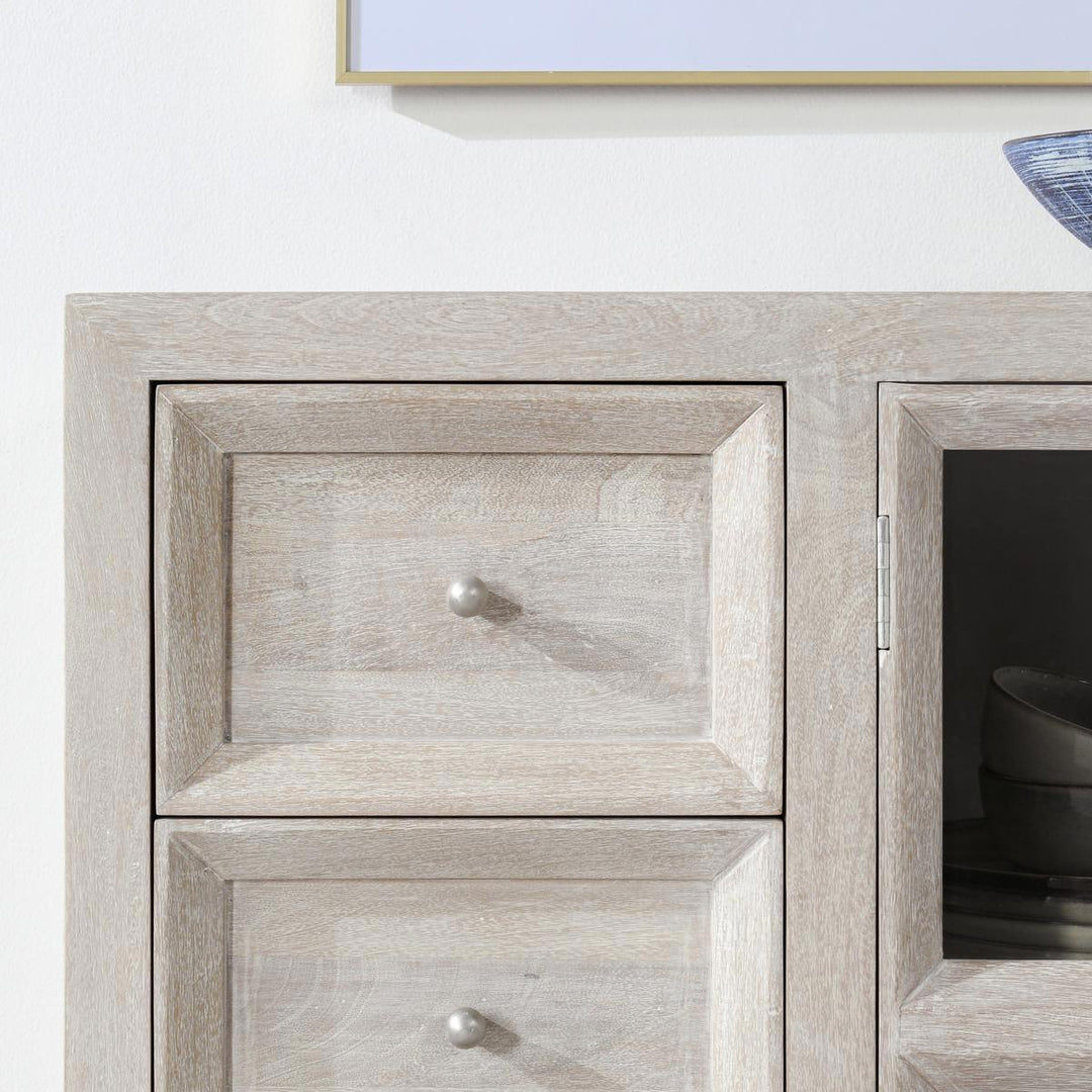 Isha - 3 Drawers 2 Door Cabinet - White Washed