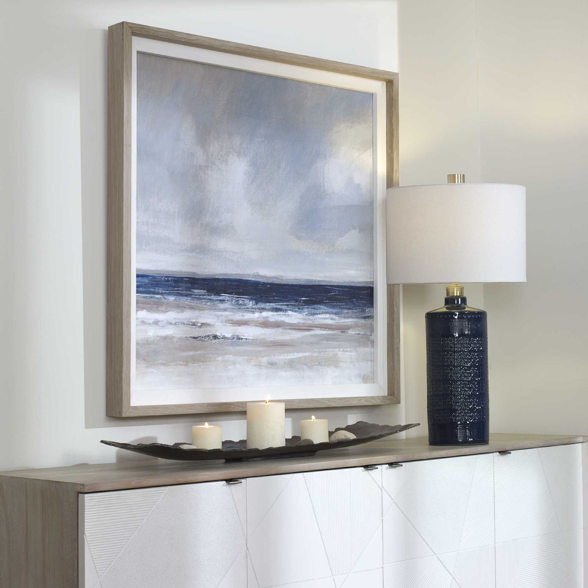 Distant Land - Framed Print - Blue