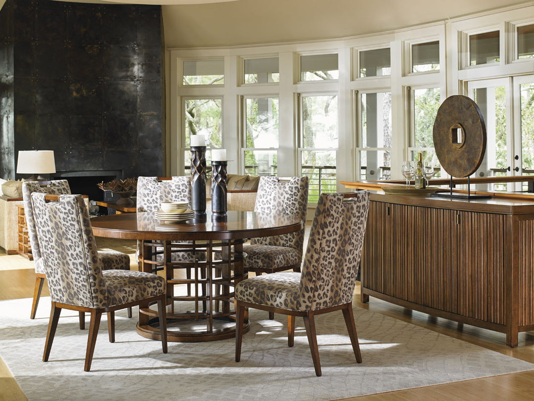Island Fusion - Meridien Round Dining Table With Wooden Top - Dark Brown