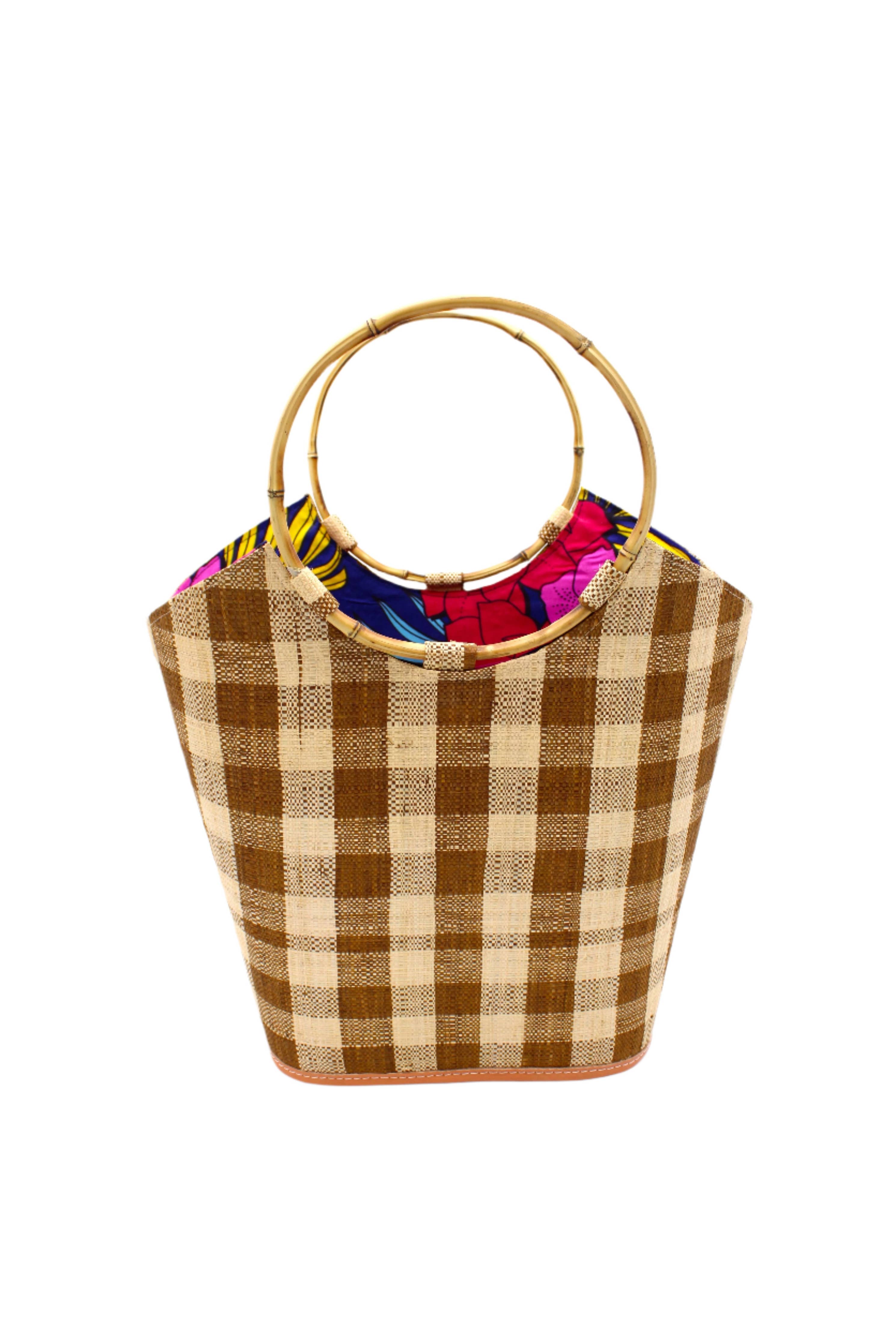 Carmen Straw Bucket Bag with Bamboo Handles: Saffron