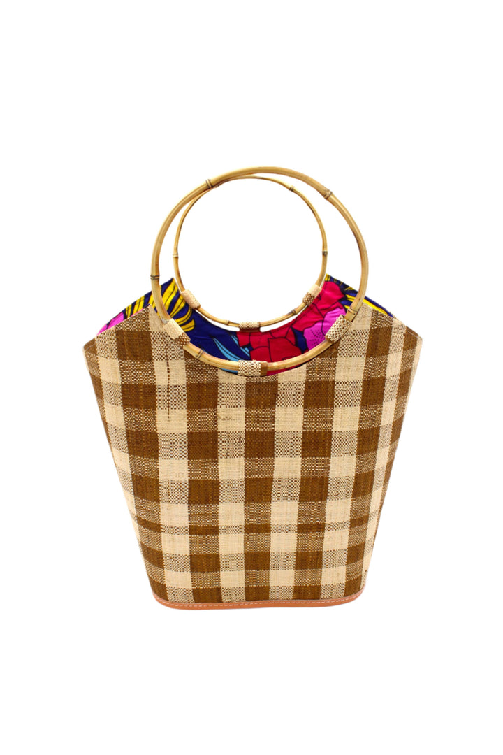 Carmen Straw Bucket Bag with Bamboo Handles: Saffron
