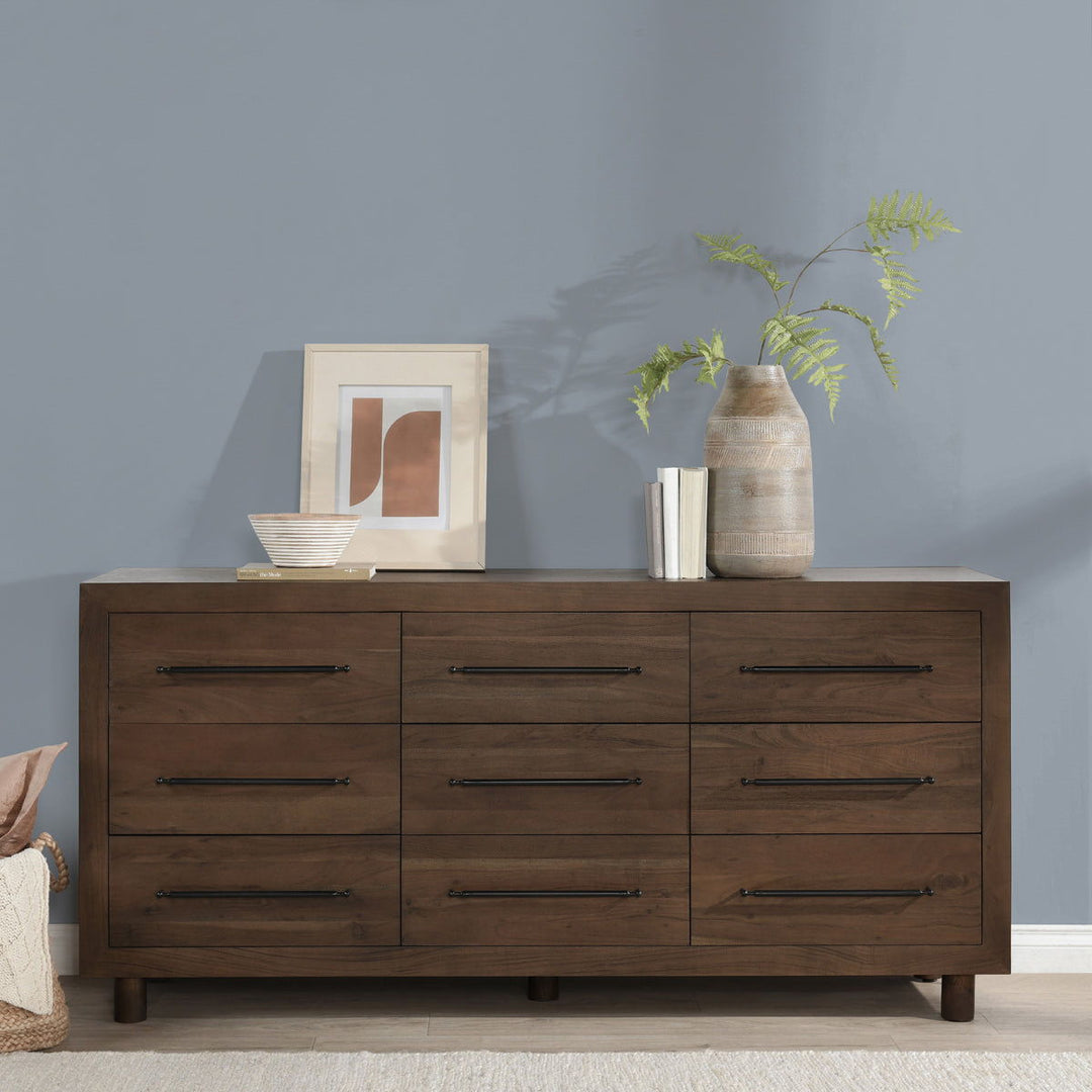 Jaxon - 9 Drawer Dresser - Cocoa Brown