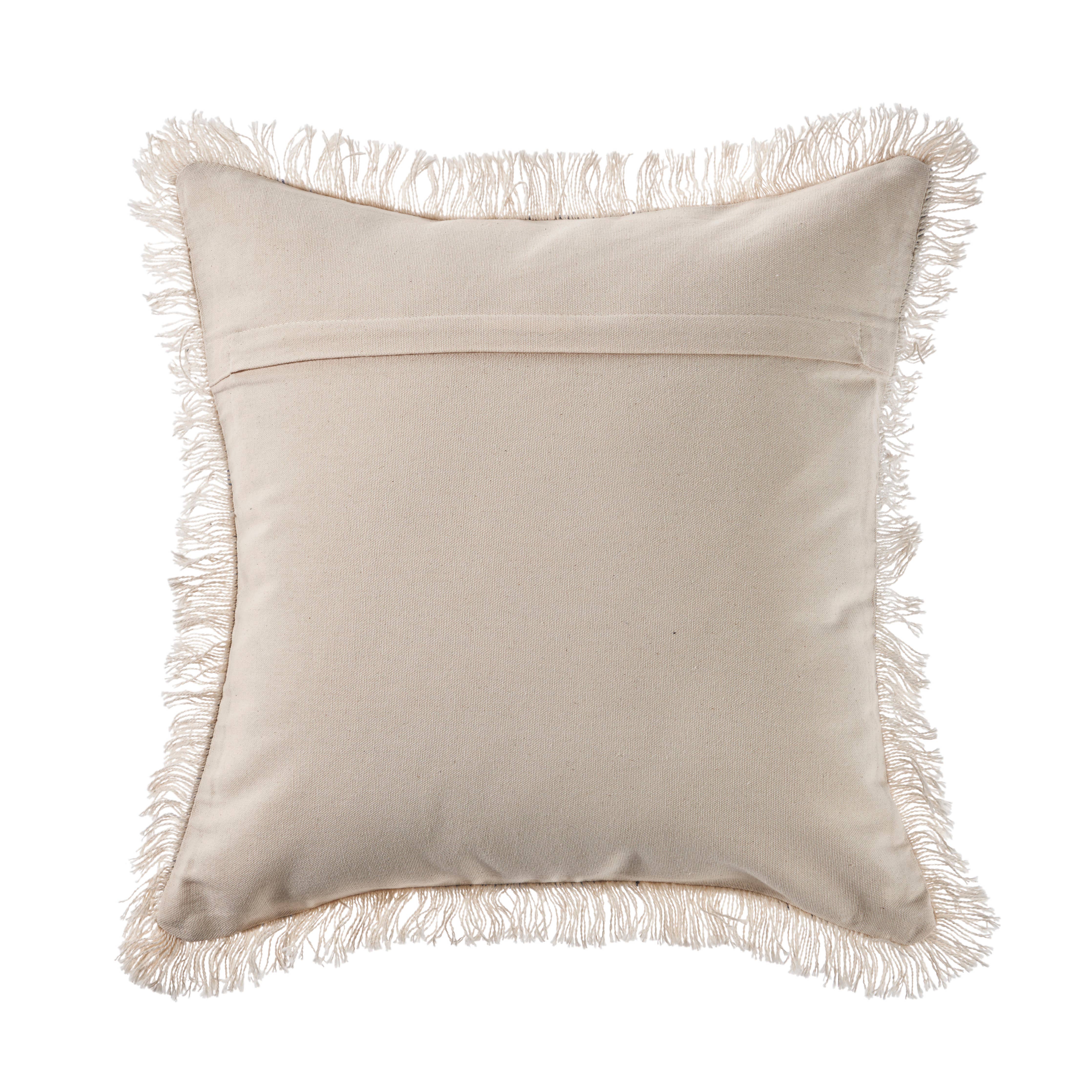 Coastal Striped Blue and Cream Throw Pillow: Navy/Blue/Ivory / Feather Filled