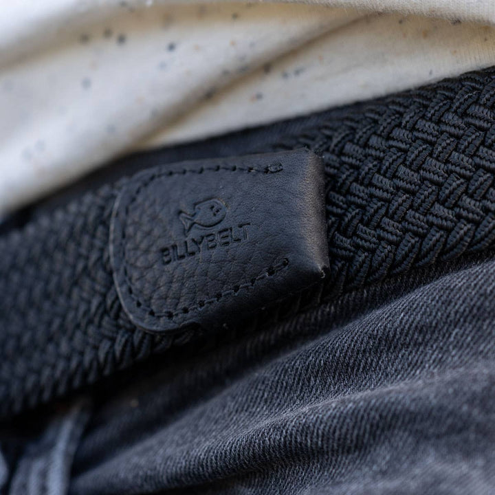 All Black Elastic Woven Belt: Size 1