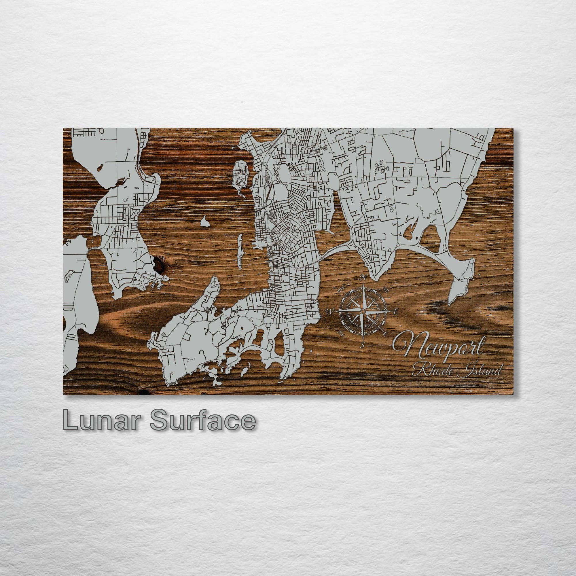 Newport, Rhode Island Street Map by Fire & Pine: Lunar Surface / Medium (18.75” x 31.5”)