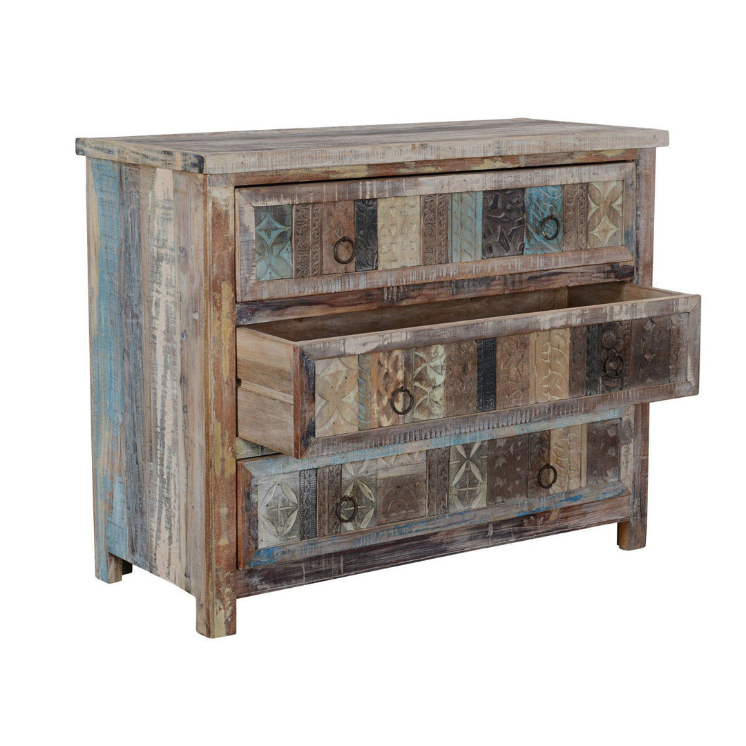 Baltim - 3 Drawer Print Block Dresser - Butterwood Blend