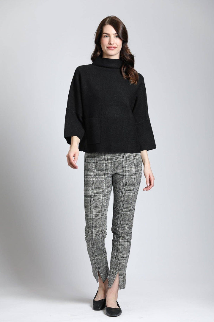 Funnel Neck Sweater With Patch Pocket: BLACK / S