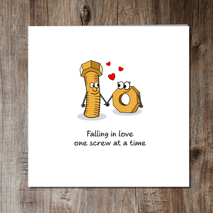 Rude Valentine's Card for Boyfriend Girlfriend Fiance Husband Wife Falling in Love Cartoon Screw Naughty Cheeky