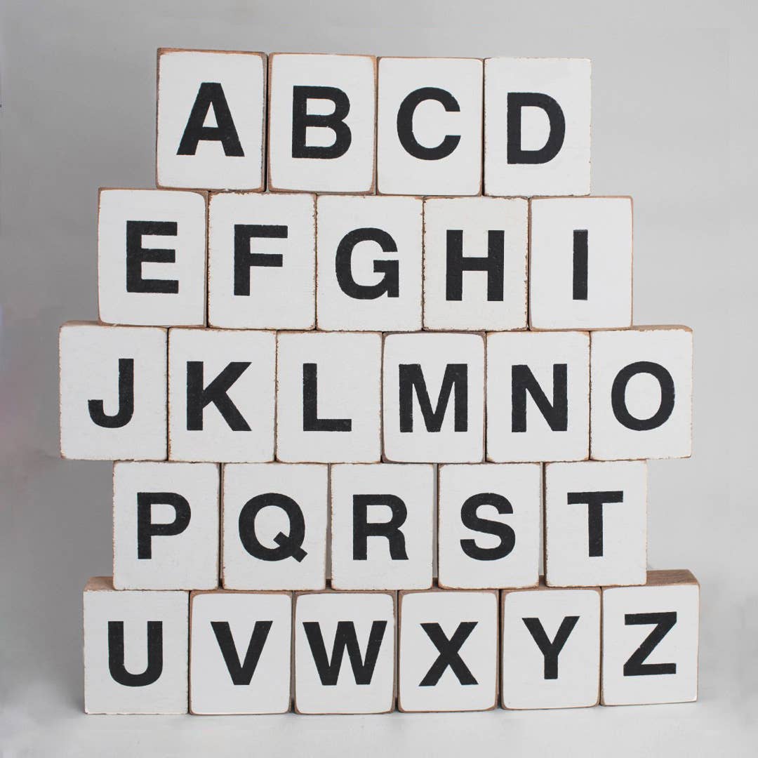 Black Block Font Decorative Wooden Block Letters A - Z: H