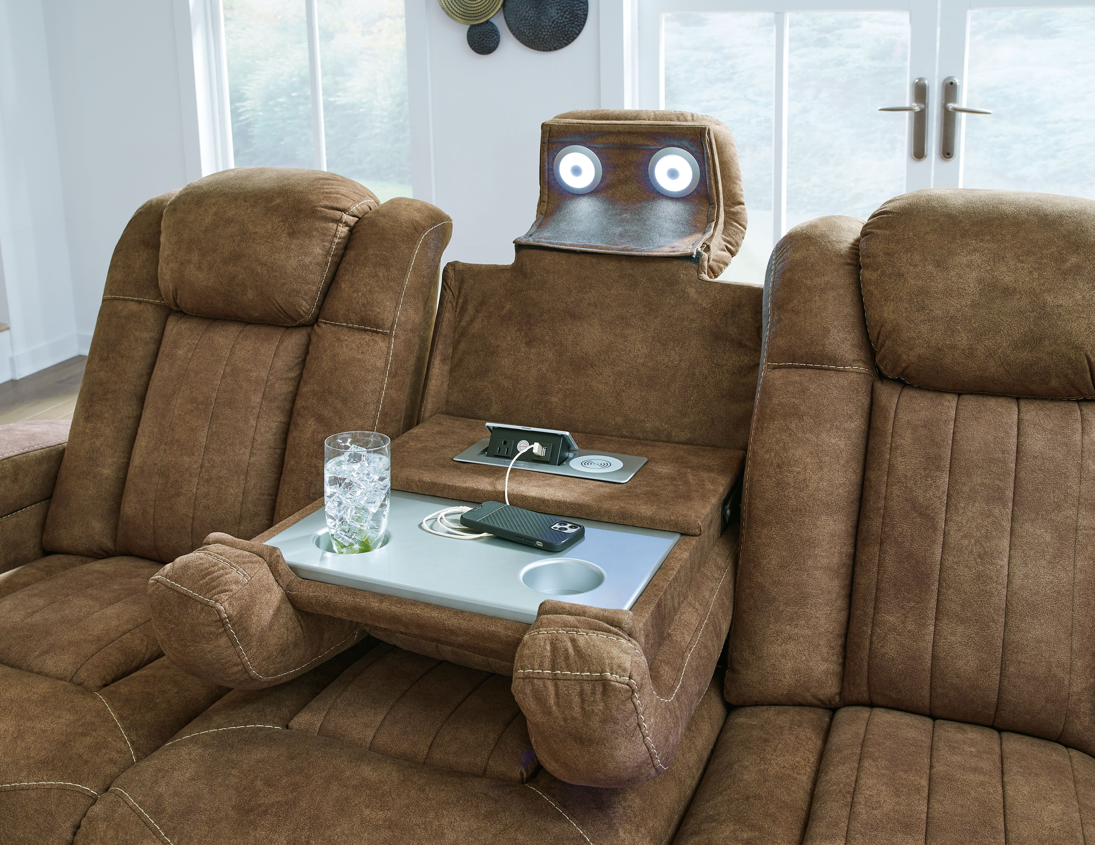 Wolfridge - Power Reclining Sofa With Adj Headrest - Brindle