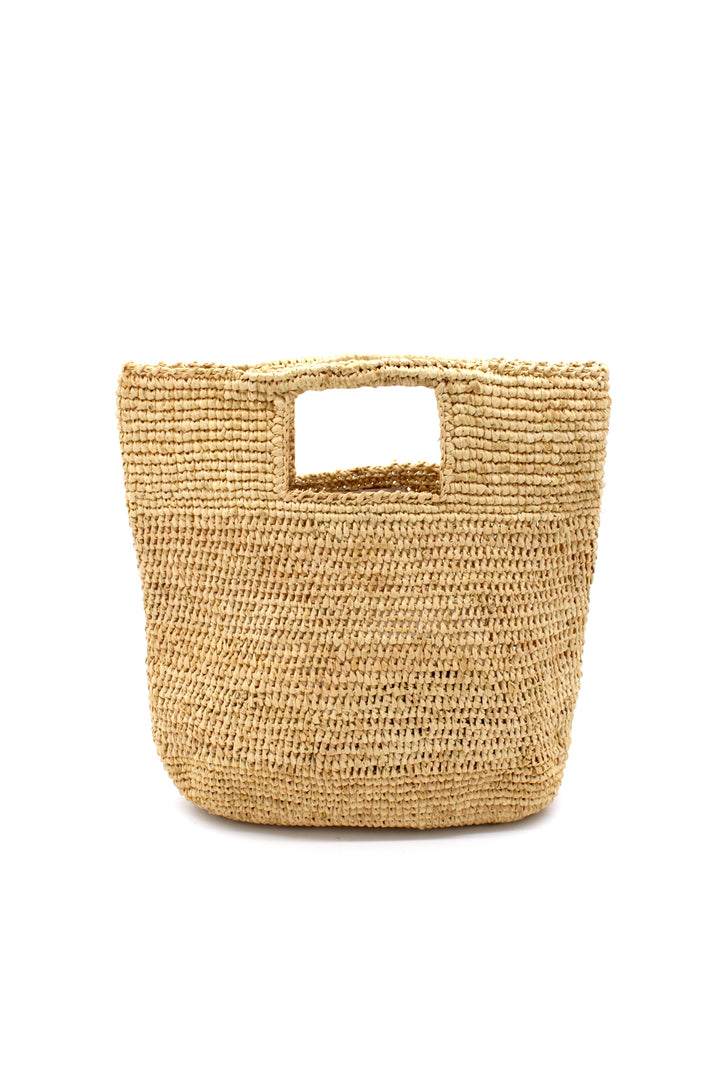 Mini ConCon Crochet Petite Straw Basket: Saffron Two Tone Zebra Stripe