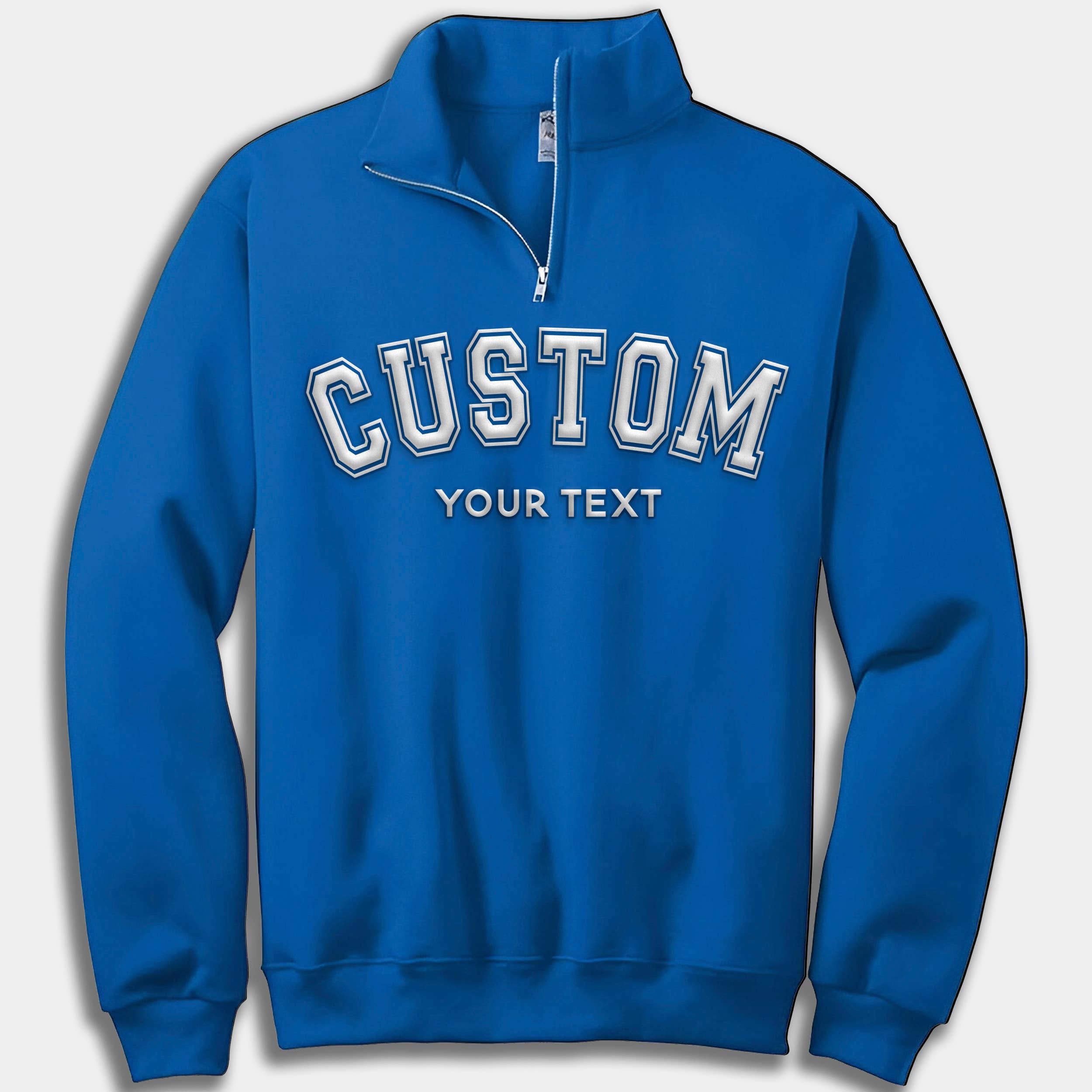 CUSTOM Unisex Puff Print Quarter Zip Sweatshirt: Black / XL