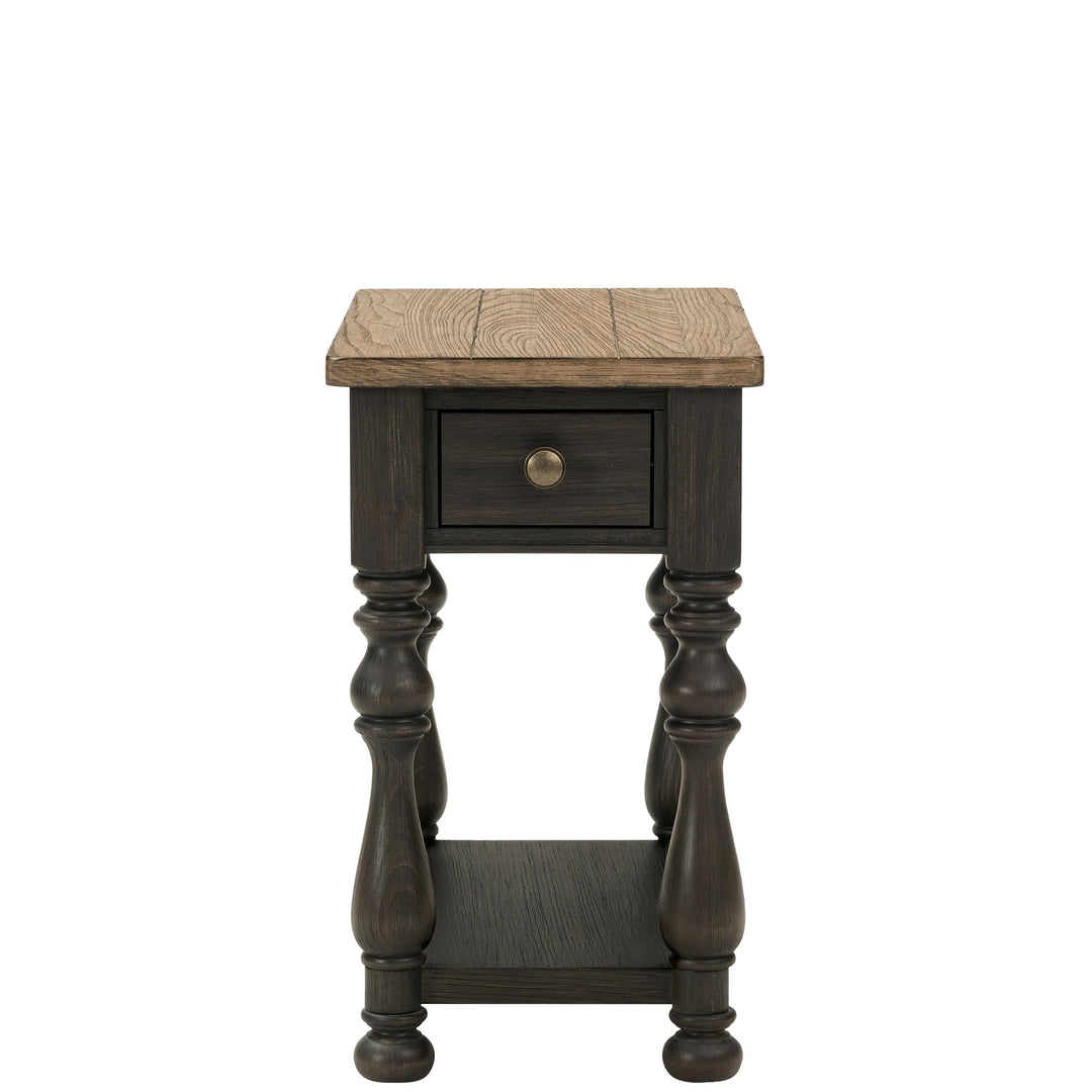 Barrington Two Tone - Chairside Table - Antique Oak / Matte Black