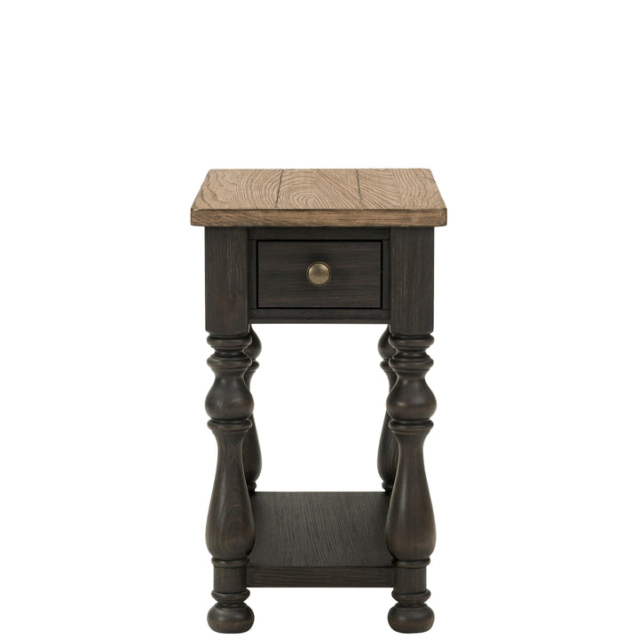 Barrington Two Tone - Chairside Table - Antique Oak / Matte Black