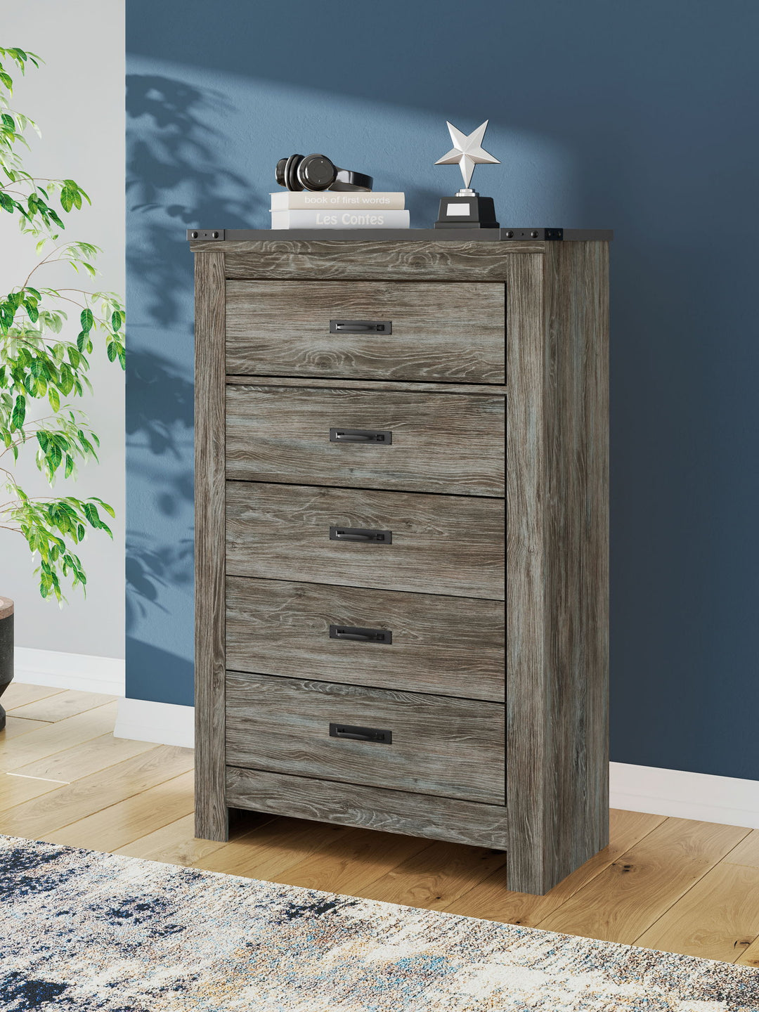 Frandern - Gray - Five Drawer Chest