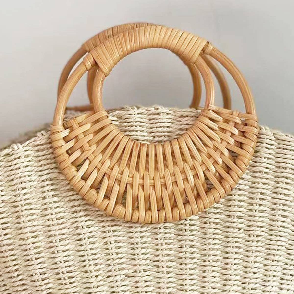SUMMER BEACH SEA STRAW RATTAN TOTE CLUTCH BAGS_CWAB0814: CAMEL / (OS) 1
