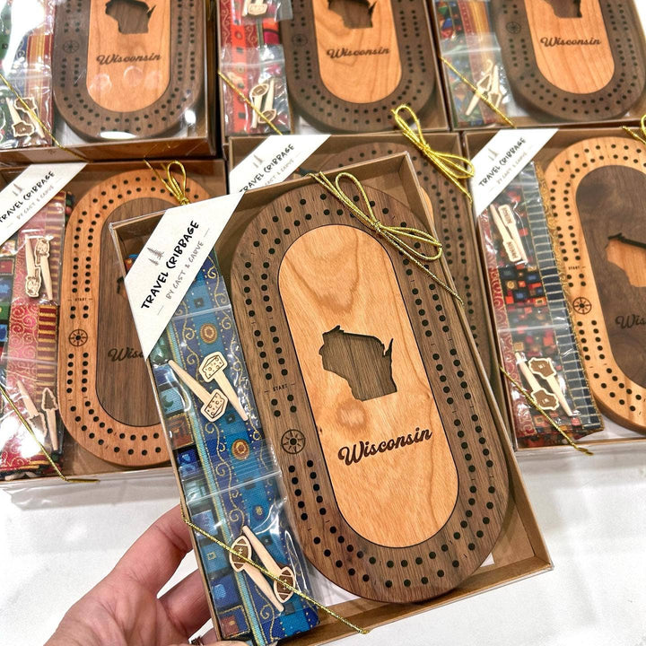 Wildlife Mini Travel Cribbage Board & Custom Pegs Set: Fish / Select best pegs for us