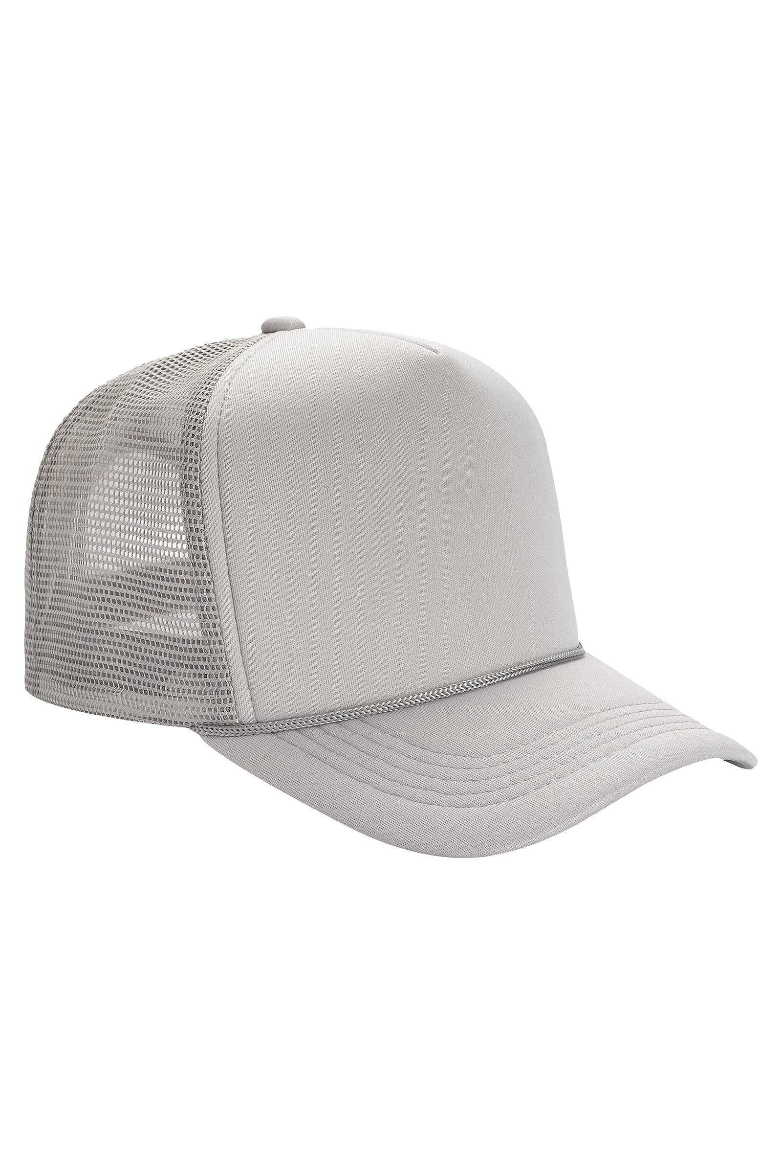 Solid Five Panel Foam Trucker Hat: BLACK / ONE SIZE