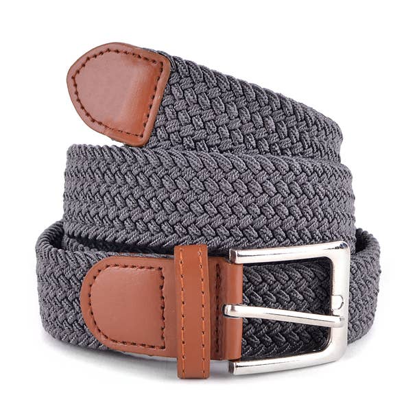 Men's Stretch Braided Woven Belts: BLK / XL