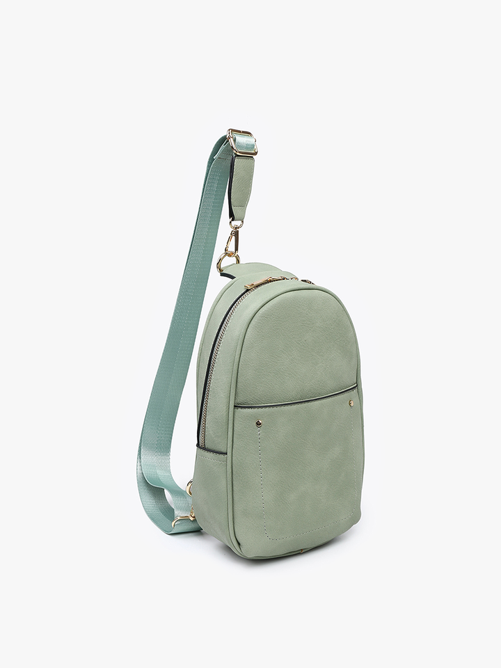M2437 Pamela Sling Bag w/ Dbl Zip & Removable Strap: Charcoal
