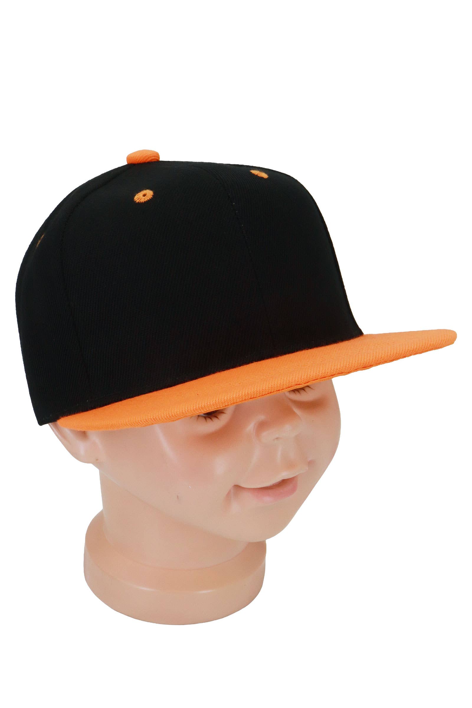 Kids Two Tone Blank Snapback Flat Brim Cap