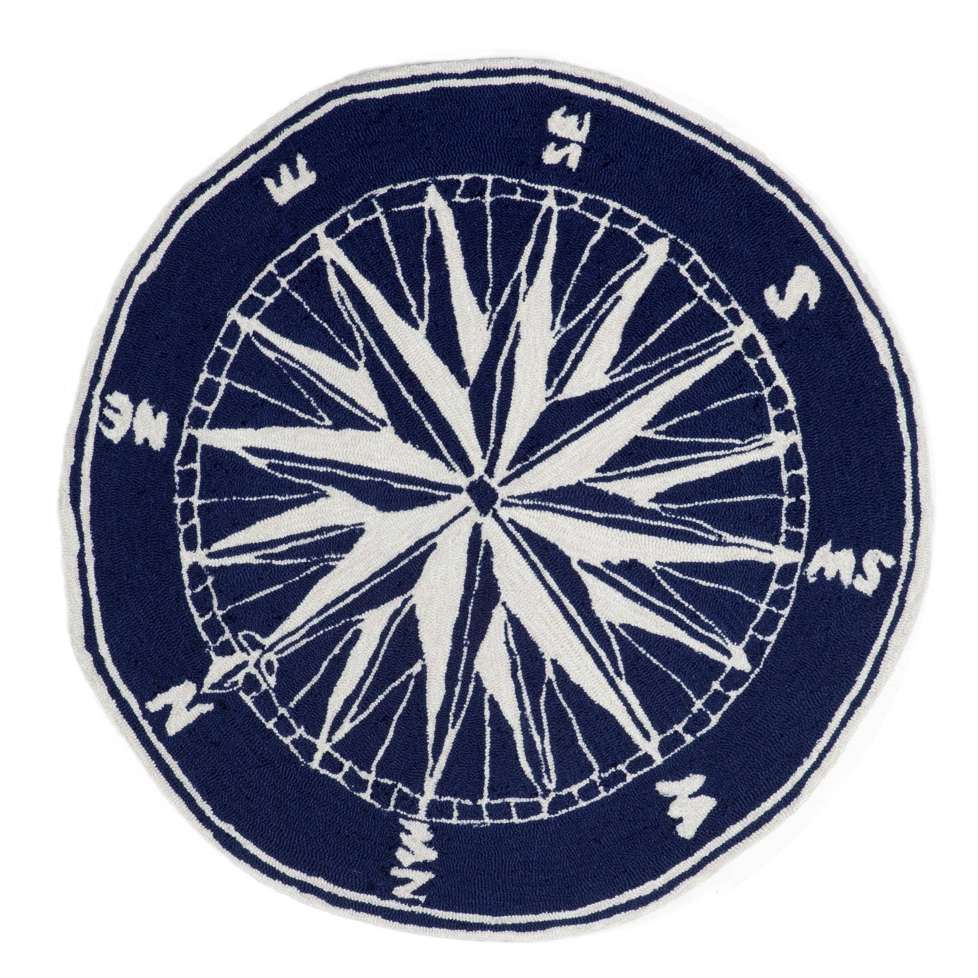 Frontporch Compass Indoor/Outdoor Rug: Navy / Polyester; Acrylic / 1'8" x 2'6"