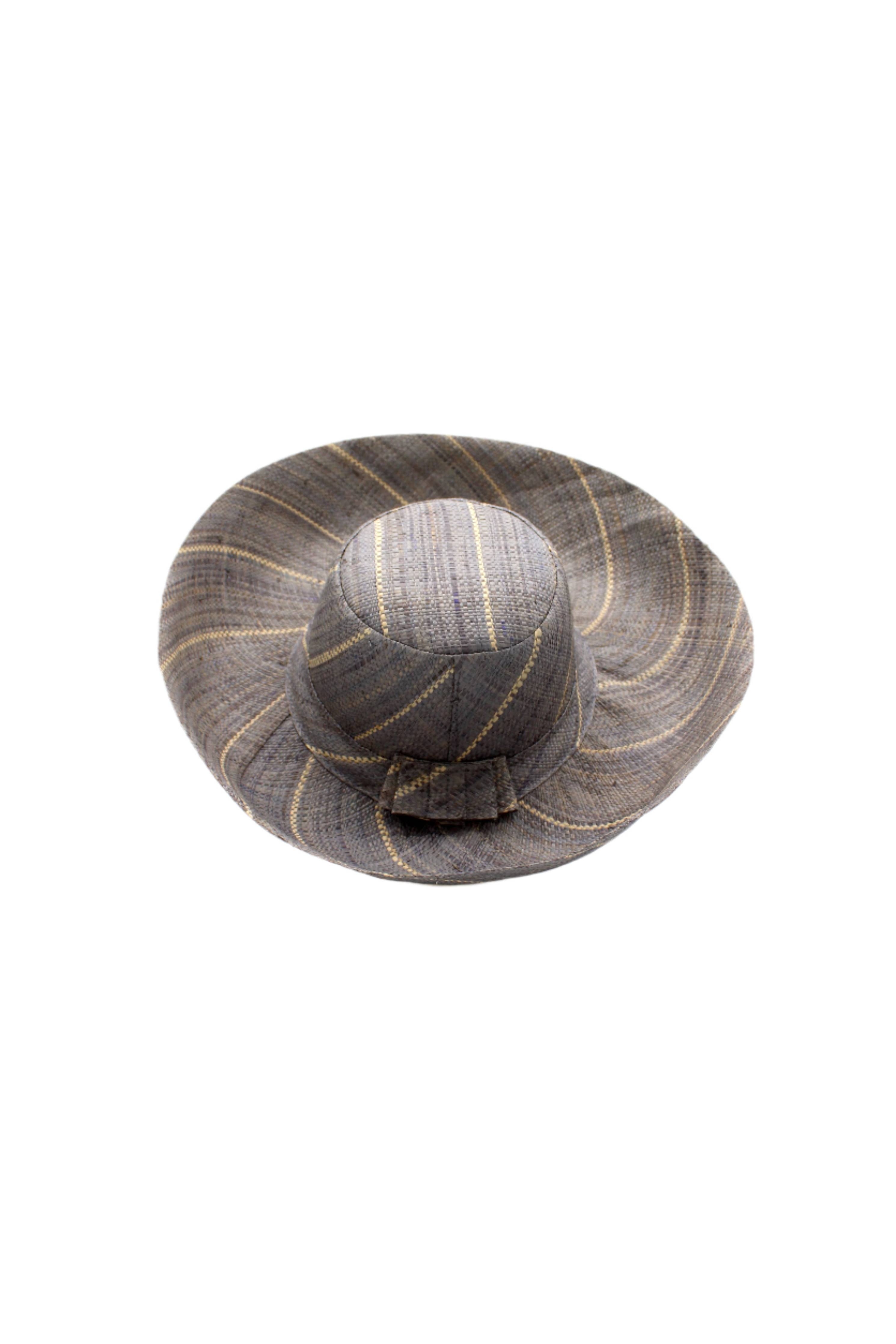 5" & 7" Wide Brim Pinstripe Packable Straw Sun Hats: Brights Multicolor Pinstripes / 7" Brim
