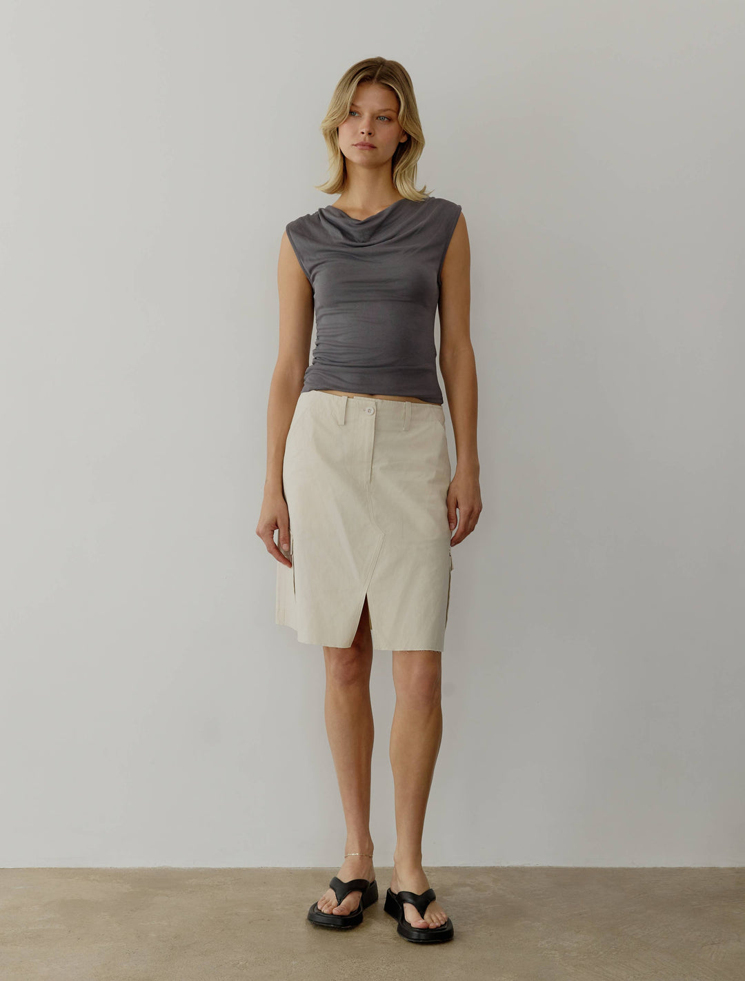The Ali Top | Cowl Neck Sleeveless Top: BLACK / LARGE