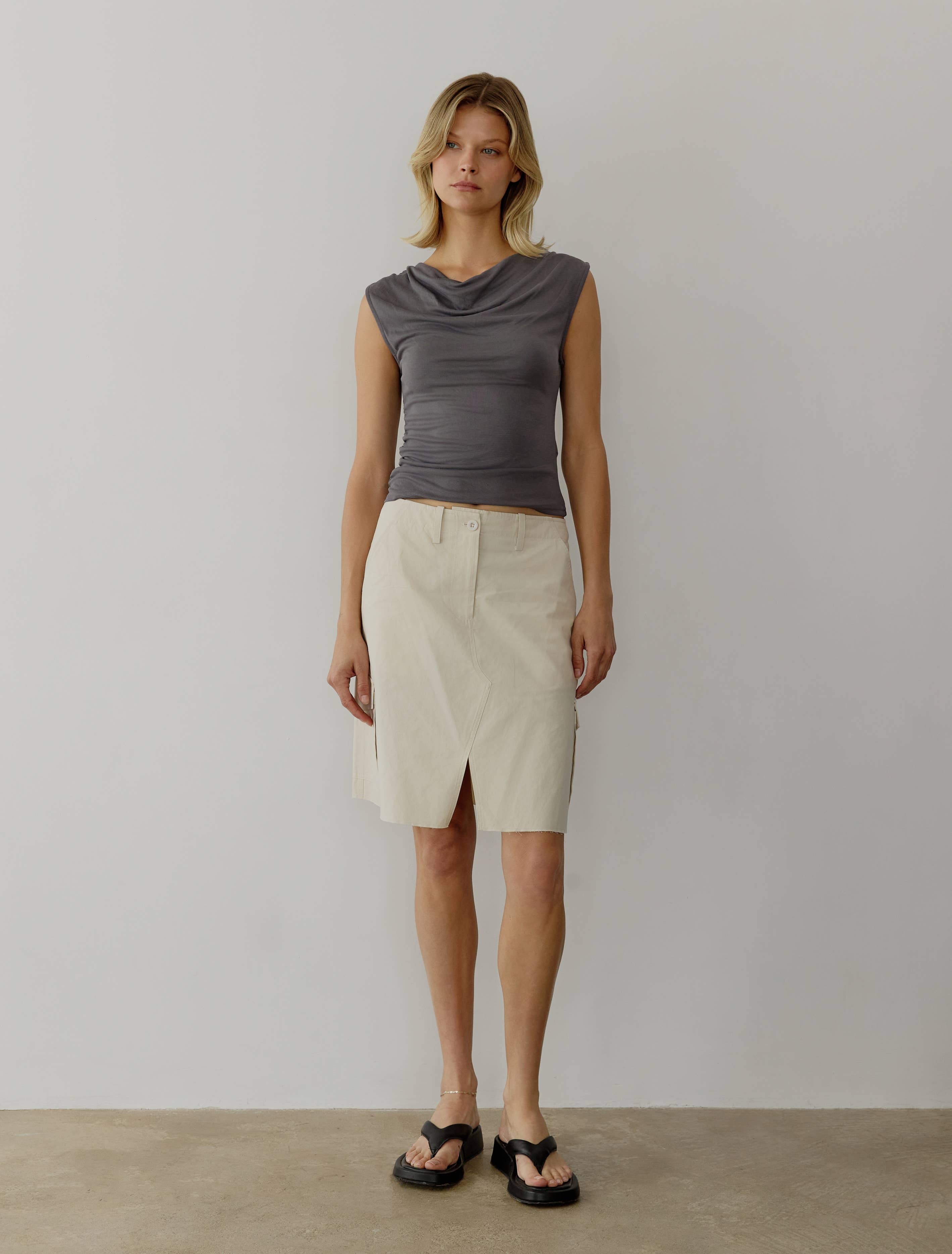 The Ali Top | Cowl Neck Sleeveless Top: BLACK / MEDIUM