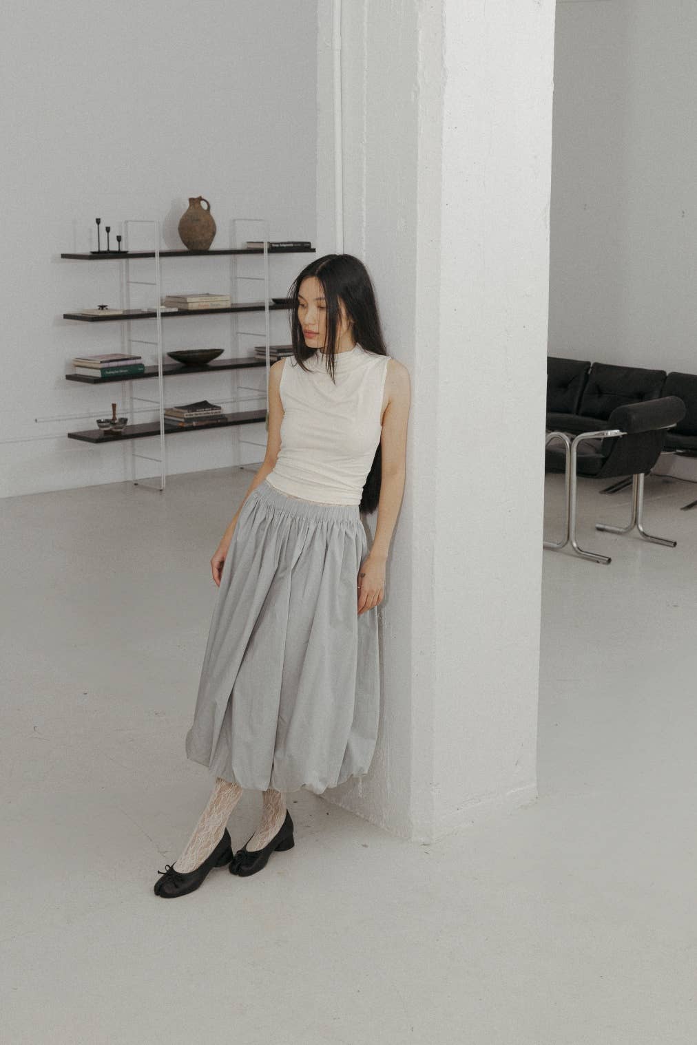 The Bella Skirt | Midi Bubble Skirt: BLACK / SMALL