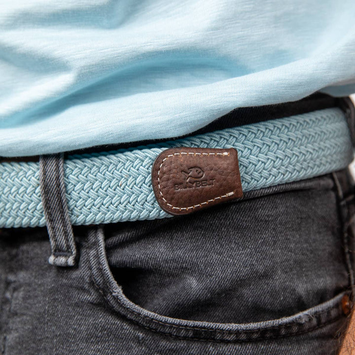 Cloud blue elastic braided belt: Size 2