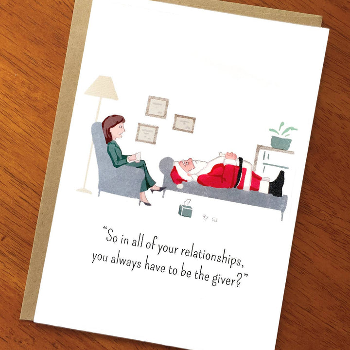 Santa in Therapy; Funny Christmas Card; Card for Therapists;