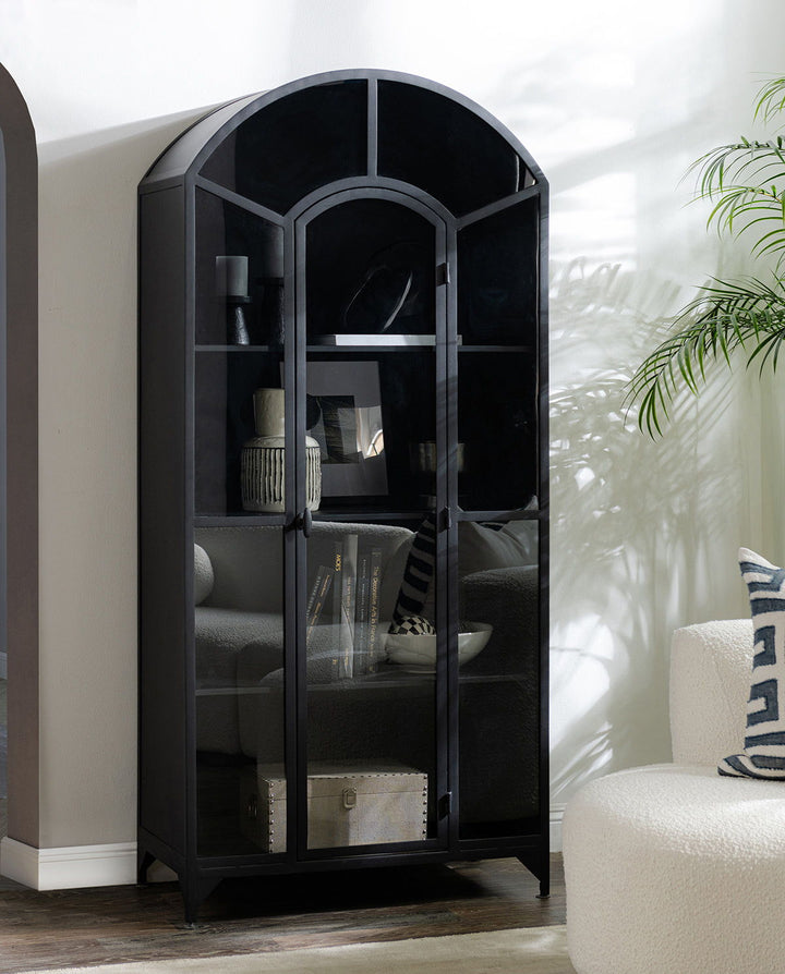 Lillo - Metal/Glass Single Door Cabinet - Black
