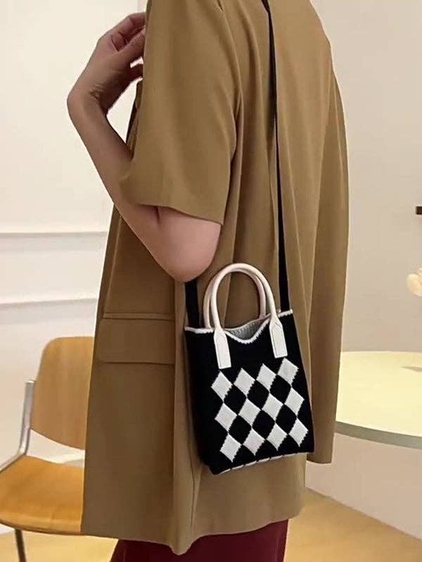 Houndstooth Split-Joint Bags Crossbody Bags Handbags: NAVY BLUE / One_size