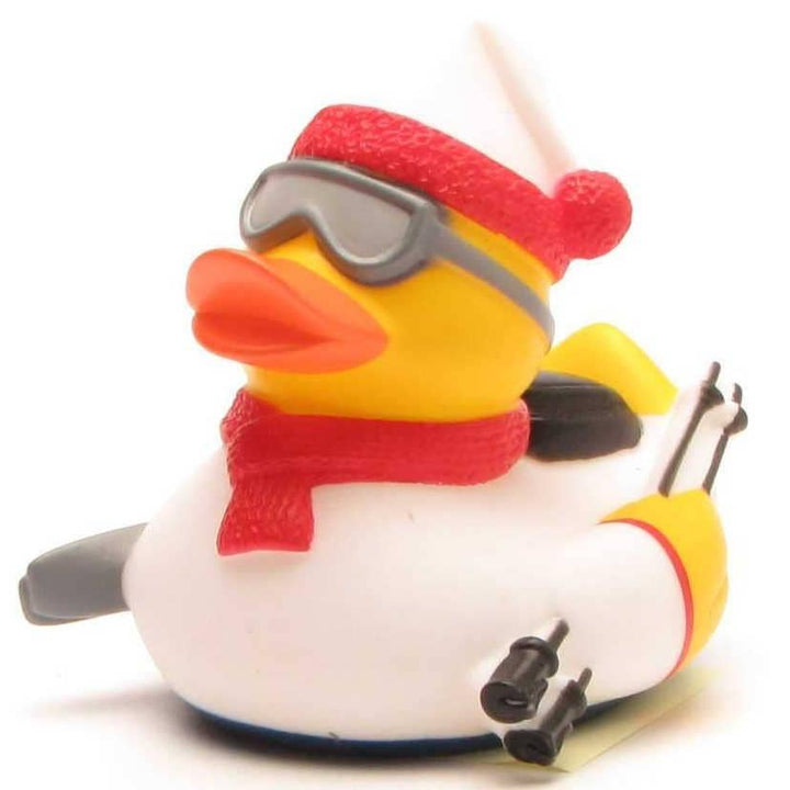 Rubber duck skier (white) - rubber duck